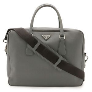 Prada Leather Triangle Logo Briefcase